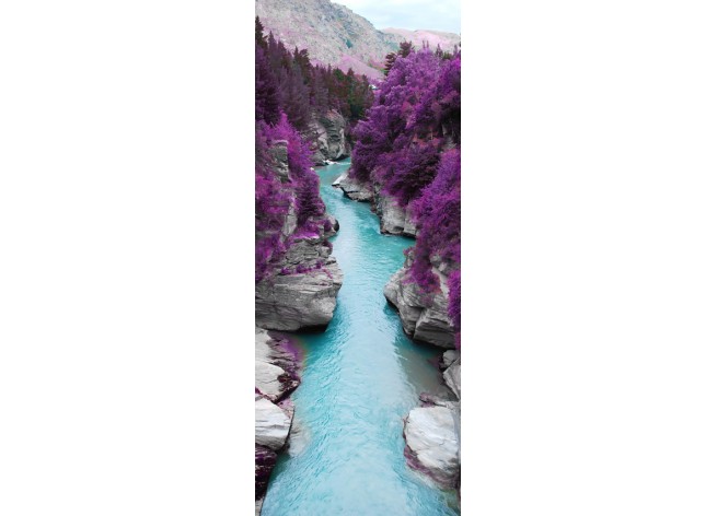 Наклейка на дверь Фиолетовый лес и голубая река